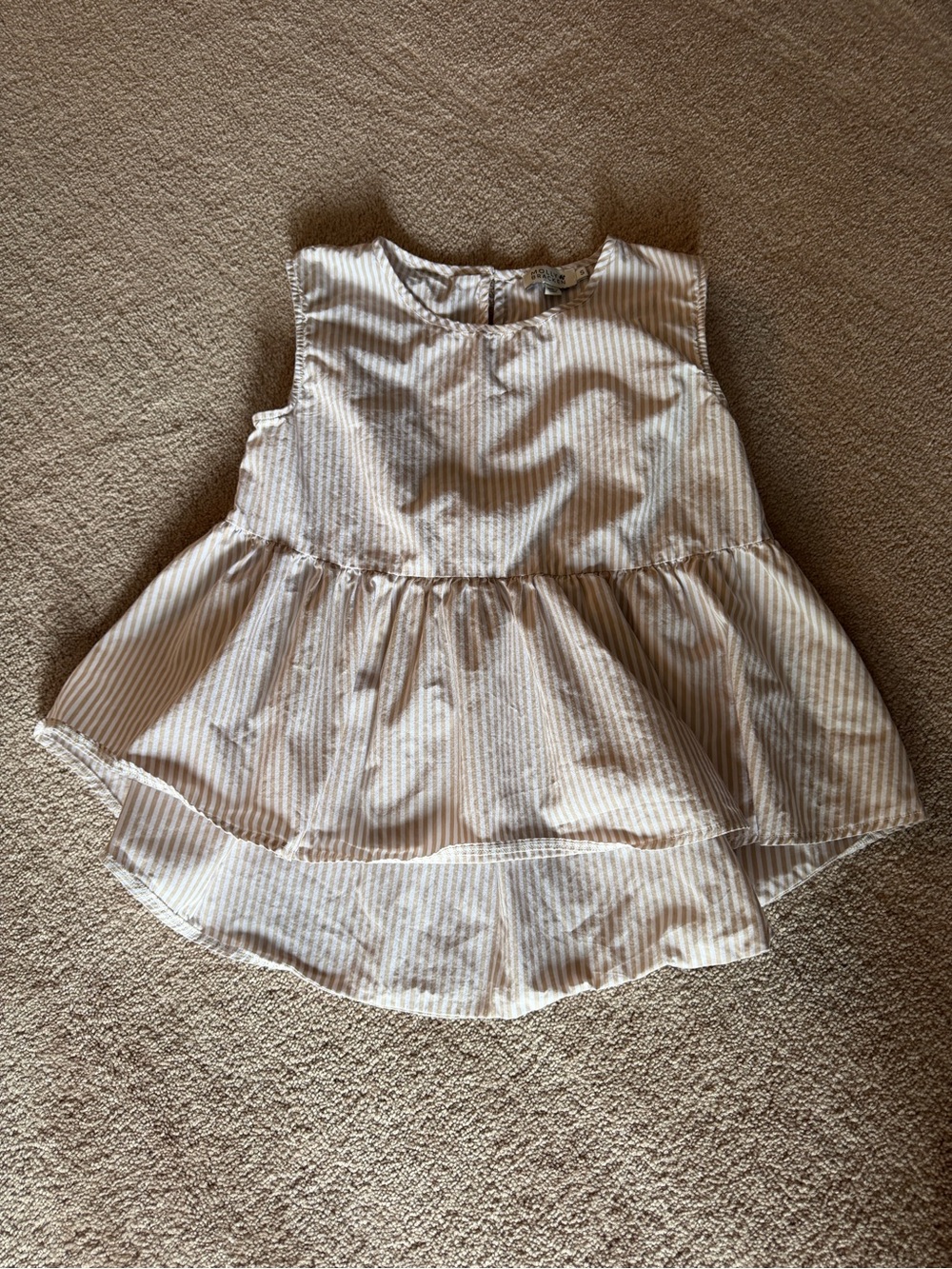 Molly Bracken Cream & White Striped Sleeveless Peplum Top
